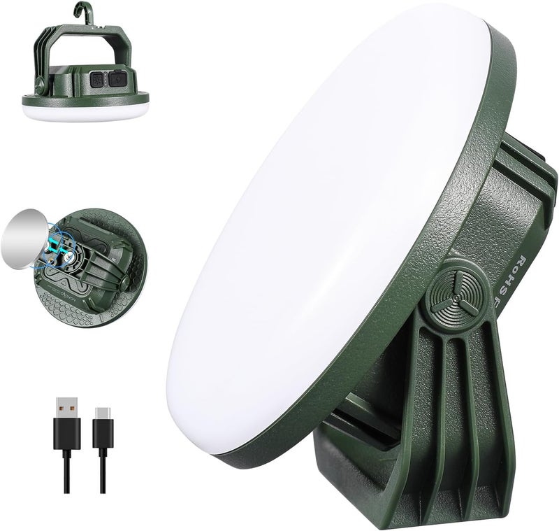 vavofo 30W LED Camping Lantern Rechargeable, 124 LED with 3 Lighting Modes, 3000LM, 7200mAh Portable Tent Light with Magnet, IP65 Waterproof for Emergencies, Outdoor and Indoor (Green) - Image 1